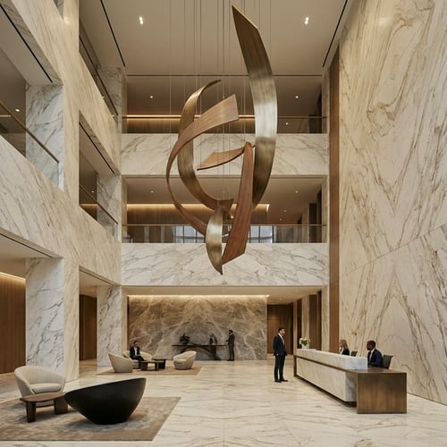 Modern institutional-grade commercial office lobby in Midtown